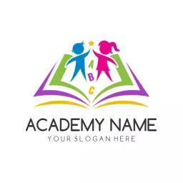 Colorful Children Learning Together in an Academy Logo Template
