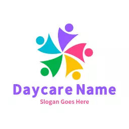 Colorful Children Playing Together Inspiring Joyful Daycare Logo Template