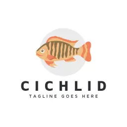 Colorful Cichlid Fish Design Emphasizing Exotic Aquatic Life Logo Template