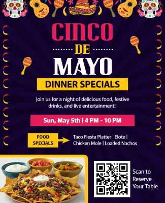 Colorful Cinco De Mayo Dinner Specials Flyer Template