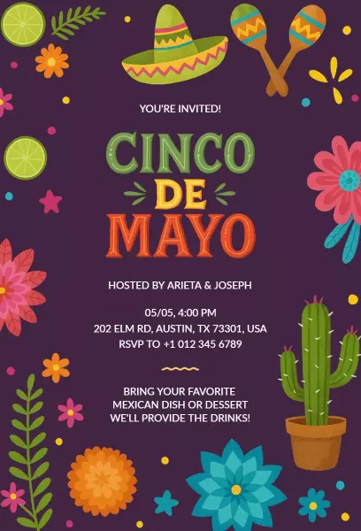 Colorful Cinco De Mayo Fiesta Celebration Invitation Template