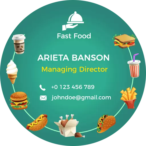 Colorful Circular Fast Food Manager Business Card Template