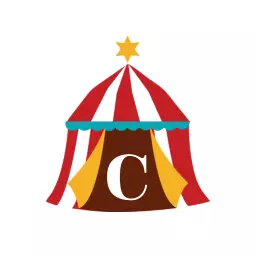 Colorful Circus Tent Featuring the Letter C Alphabet Logo Template