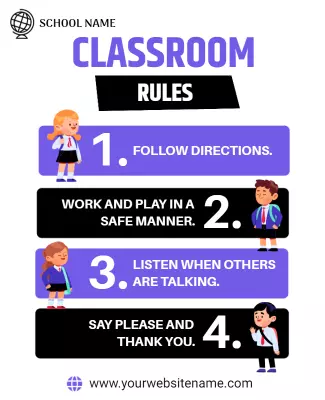 Colorful Classroom Rules Guide for Students Poster Template