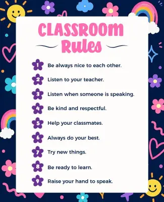Colorful Classroom Rules Poster Template