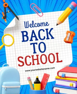 Colorful Classroom Supplies and Back to School Poster Template