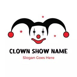 Colorful Clown Face with Fun Stars and Show Name Logo Template