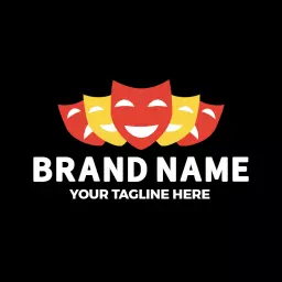 Colorful Comedy and Tragedy Masks Capturing Drama Artistry Logo Template