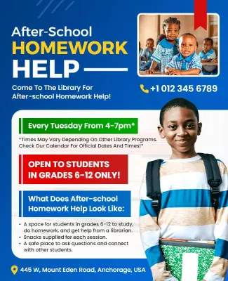 Colorful Community After-School Homework Help Poster Template