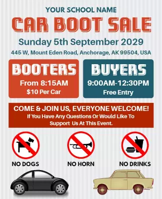 Colorful Community Car Boot Sale Event Announcement Poster Template