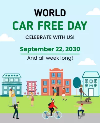 Colorful Community Celebration for World Car Free Day Poster Template