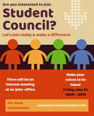 Colorful Community Engagement Student Council Meeting Poster Template