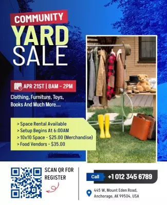 Colorful Community Yard Sale Event Announcement Poster Template