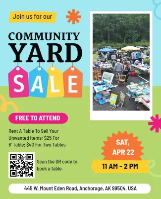 Colorful Community Yard Sale Event Flyer Template