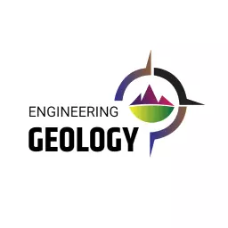 Colorful Compass Design with Mountains Represents Engineering Geology Logo Template