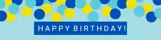Colorful Confetti Dots on Blue Background Birthday Banner Template