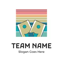 Colorful Cornhole Boards with Retro Stripes Design Logo Template