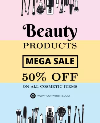 Colorful Cosmetic Products Mega Sale Poster Template