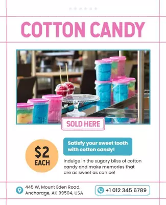 Colorful Cotton Candy Sweet Treats Stand Poster Template
