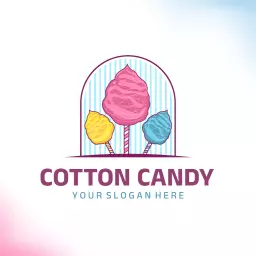 Colorful Cotton Candy Treats Celebrating Sweet Moments Logo Template