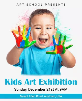 Colorful Creative Kids Art Exhibition Flyer Template