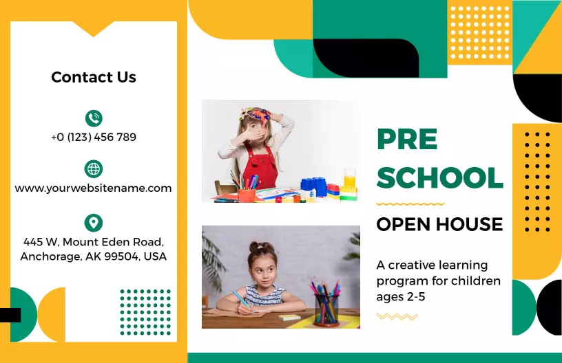 Colorful Creative Preschool Open House Event Brochure Template