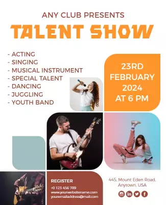 Colorful Creative Talent Show Celebration Poster Template