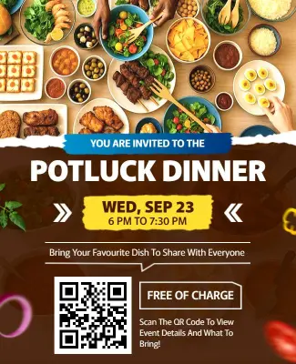 Colorful Culinary Gathering Potluck Dinner Invitation Flyer Template