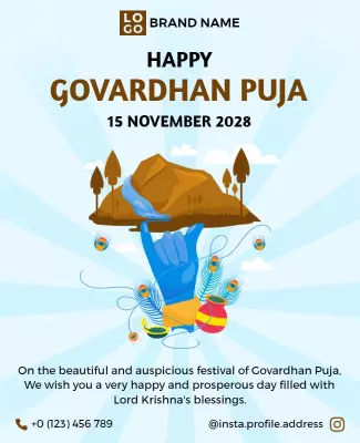 Colorful Cultural Govardhan Puja Celebration Poster Template