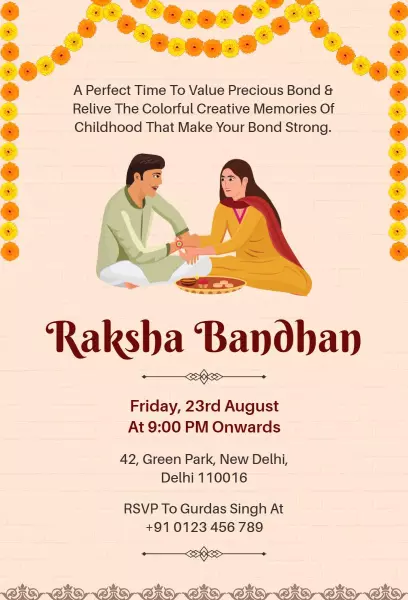 Colorful Cultural Raksha Bandhan Celebration Invitation Template