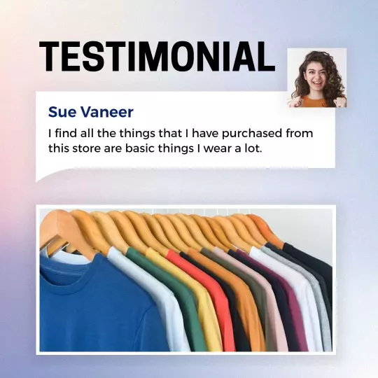 Colorful Customer Testimonial for Clothing Brand Ad Template