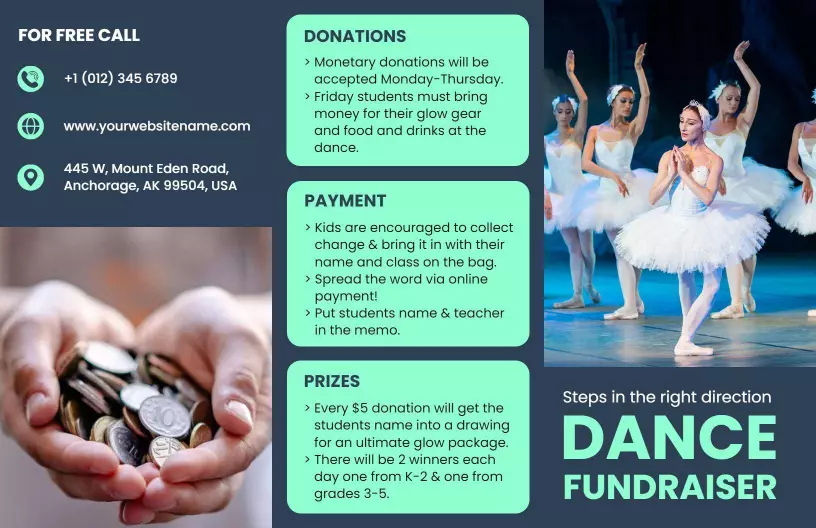 Colorful Dance Fundraiser Fundraising Event Brochure Template