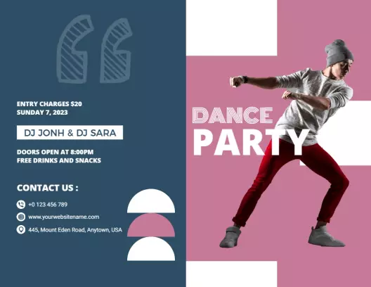 Colorful Dance Party Event Announcement Brochure Template