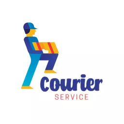 Colorful Delivery Person Carrying Packages Logo Template