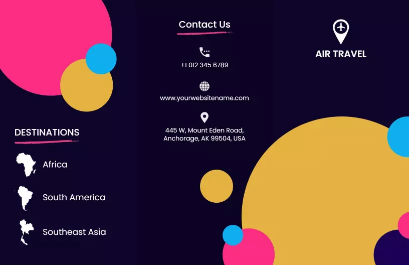 Colorful Destination Highlights Air Travel Brochure Template