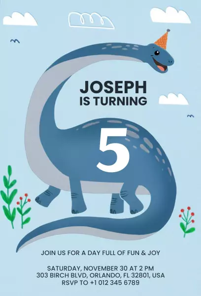 Colorful Dinosaur Adventure Birthday Celebration Invitation Template