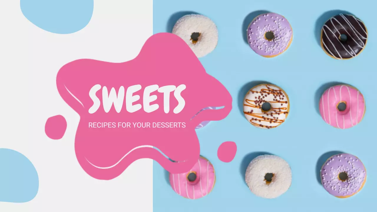 Colorful Donut Display with Sweet Treats for YouTube Banner Template