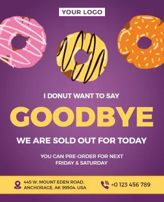 Colorful Donut-Themed Farewell Announcement Poster Template