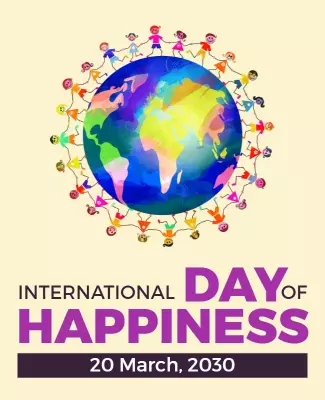 Colorful Earth and Joyful Community for Happiness Day Poster Template