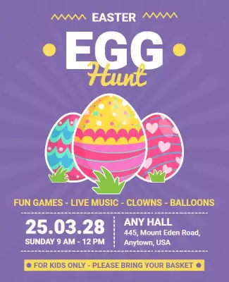 Colorful Easter Egg Hunt Fun Festival Flyer Template