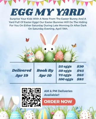 Colorful Easter Egg My Yard Decoration Service Flyer Template