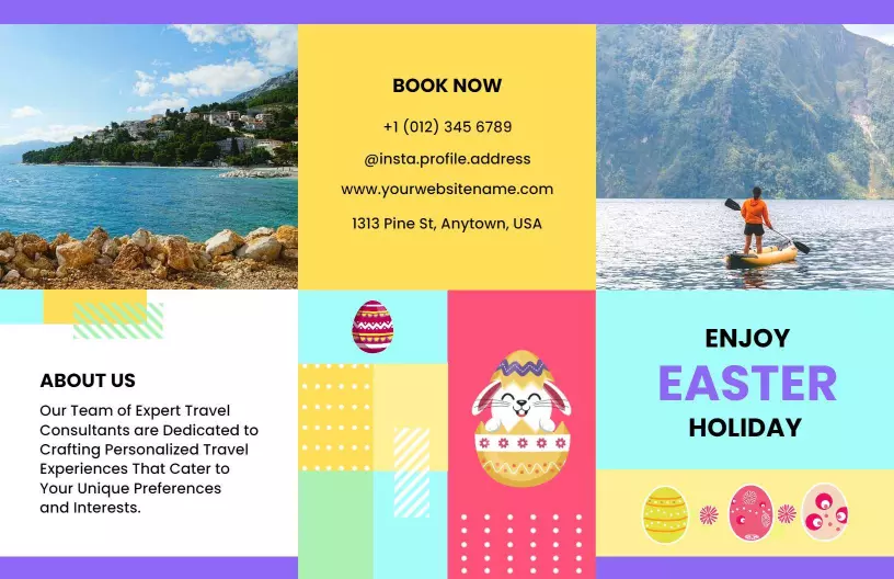 Colorful Easter Holiday Travel Planning and Services Brochure Template