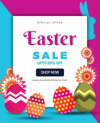 Colorful Easter Sale Promotion with Decorative Eggs Poster Template