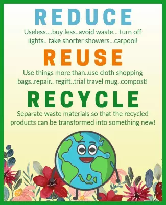 Colorful Eco-Friendly Reduce Reuse Recycle Awareness Poster Template