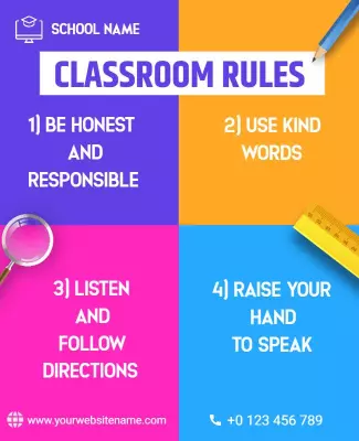 Colorful Educational Classroom Rules Chart Poster Template