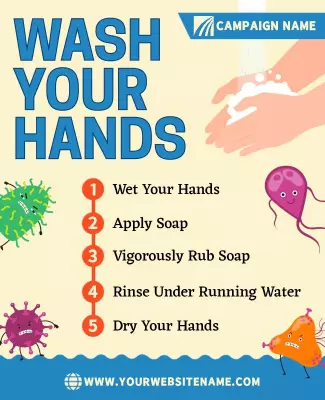 Colorful Educational Hand Washing Steps Poster Template
