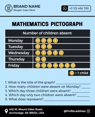 Colorful Educational Mathematics Pictograph Lesson Poster Template