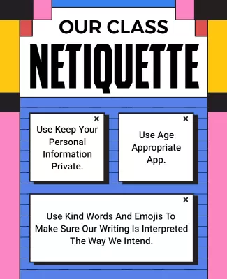 Colorful Educational Netiquette Guidelines Classroom Poster Template