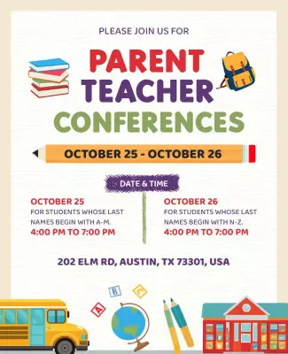 Colorful Educational Parent Teacher Conferences Poster Template