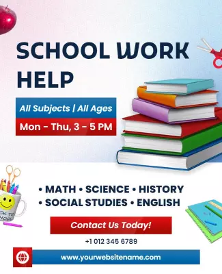 Colorful Educational School Work Help Tutoring Poster Template